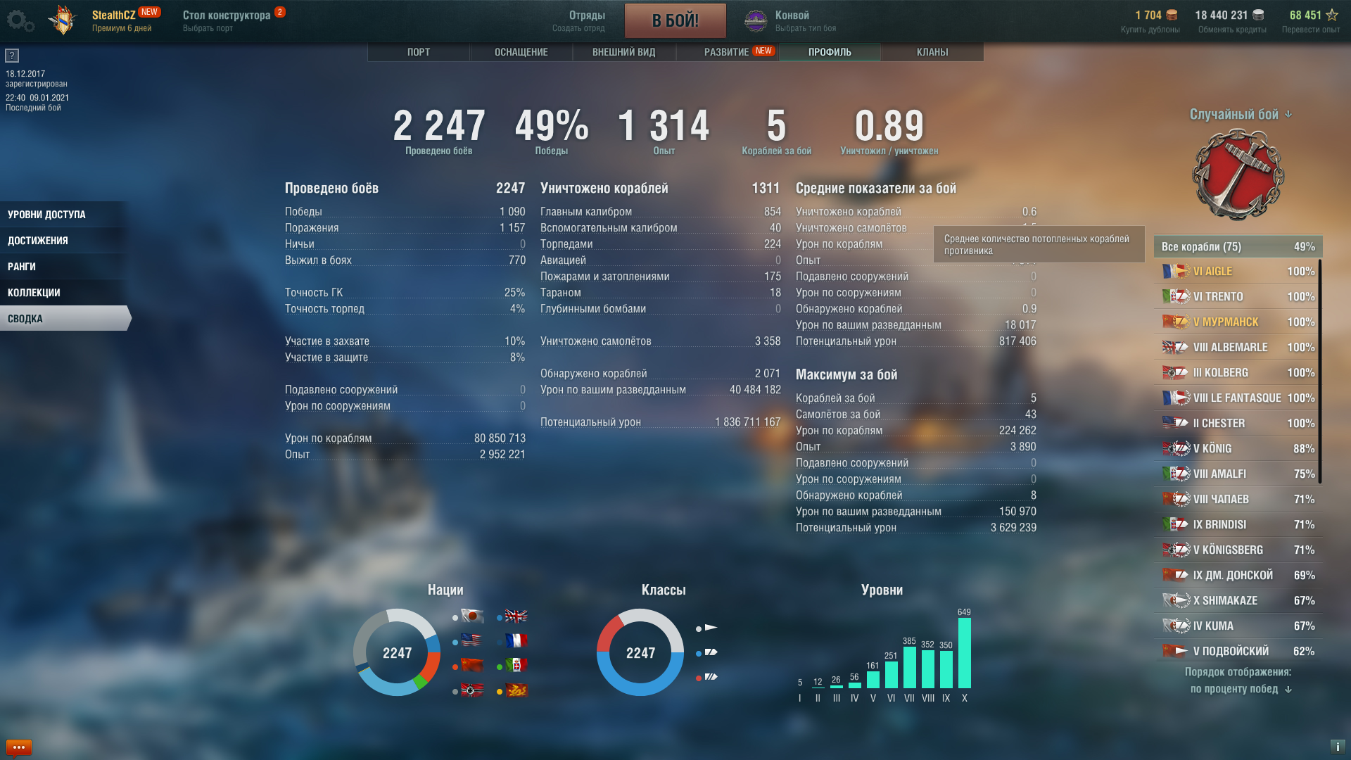 Продам аккаунт World Of Warships скриншот