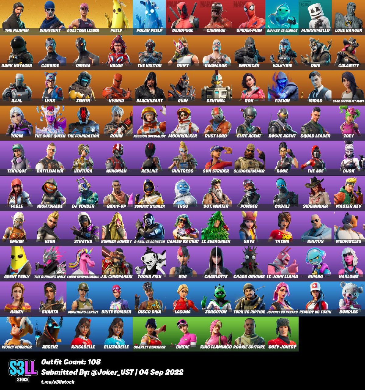 [PC-Nintendo-Xbox]Full Access | 108 skins (Rose Team Leader - Peely - Omega - Dire - Take The L) | 0 скриншот